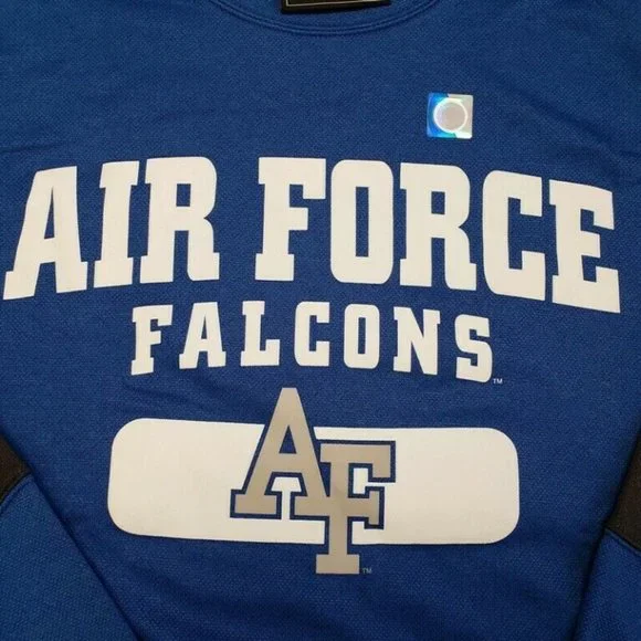 HOLLOWAY Mens L Air Force Falcons Artillery Crew Poly Pullover Sweatshirt Blue - Picture 3 of 5